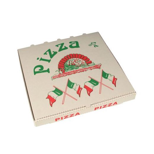 Pizzakartons, Cellulose eckig 33 x 33 x 4 cm "Italienische Flagge" 1