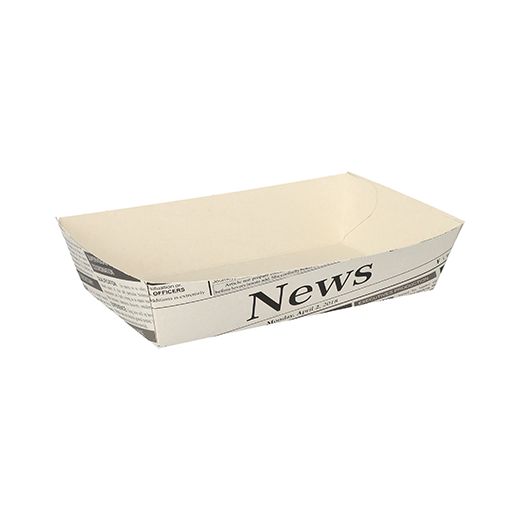 Pommes-Frites-Trays 10,5 x 17 cm weiss "Newsprint" groß 1