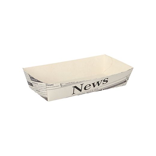 Pommes-Frites-Trays 8,5 x 16,5 cm weiss "Newsprint" groß 1