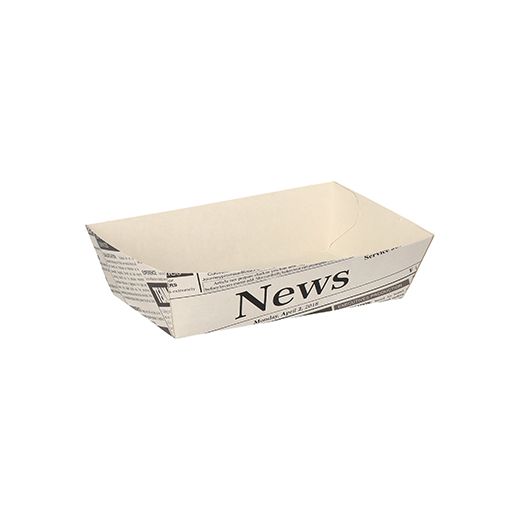 Pommes-Frites-Trays 9 x 13,5 cm weiss "Newsprint" mittel 1