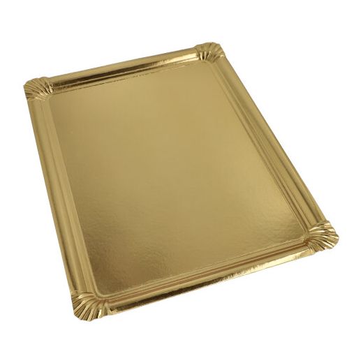 Servierplatten, Pappe, PET-beschichtet eckig 34 x 45,5 cm gold 1