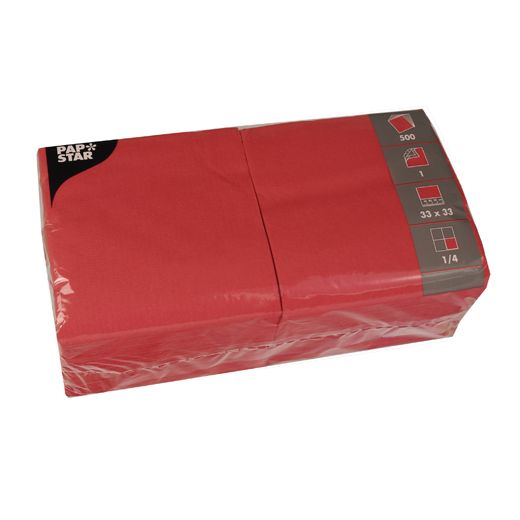 Servietten, rot 1-lagig 1/4-Falz 33 x 33 cm 1