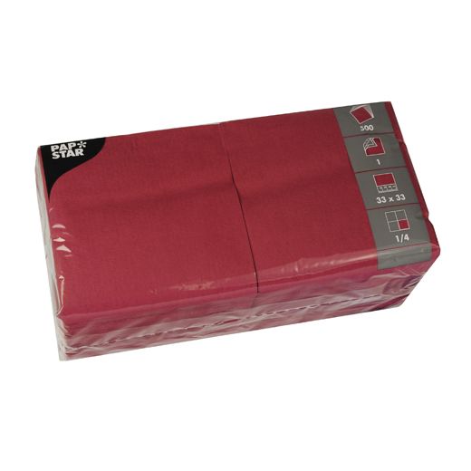 Servietten, weinrot 1-lagig 1/4-Falz 33 x 33 cm 1