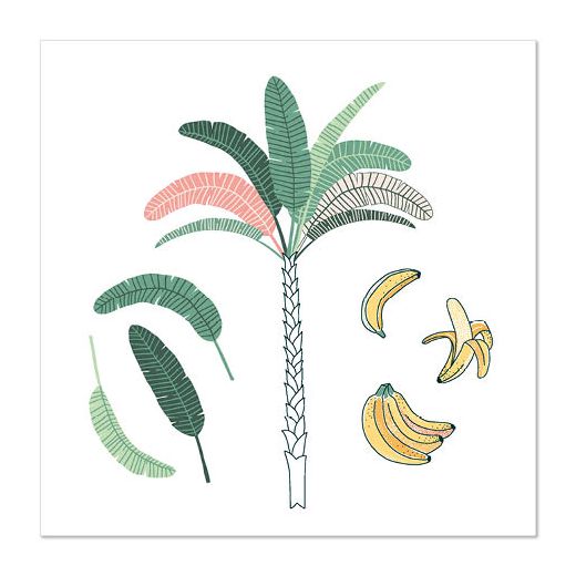 Servietten, 3-lagig 1/4-Falz 33 x 33 cm "Palm and Bananas" 1