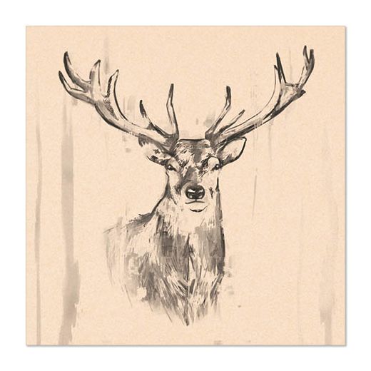 Servietten, natur, 3-lagig, 1/4-Falz, 33 x 33 cm, "Colourful Deer" aus recyceltem Tissue 1