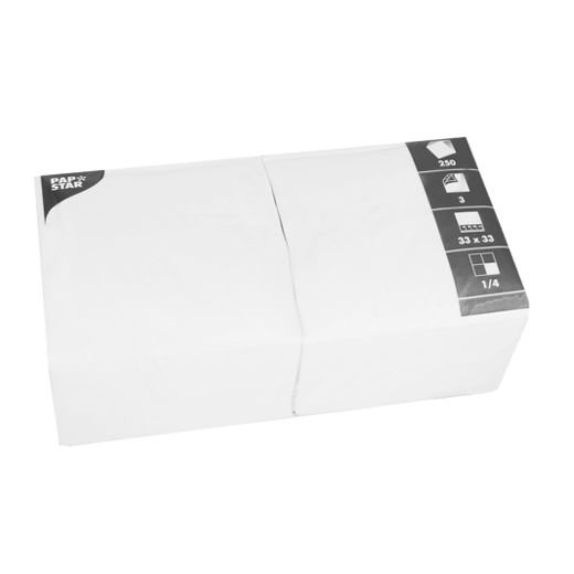 Servietten, weiss 3-lagig 1/4-Falz 33 x 33 cm 1
