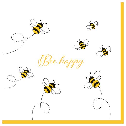Servietten, 3-lagig 1/4-Falz 33 x 33 cm "Bee Happy" 1