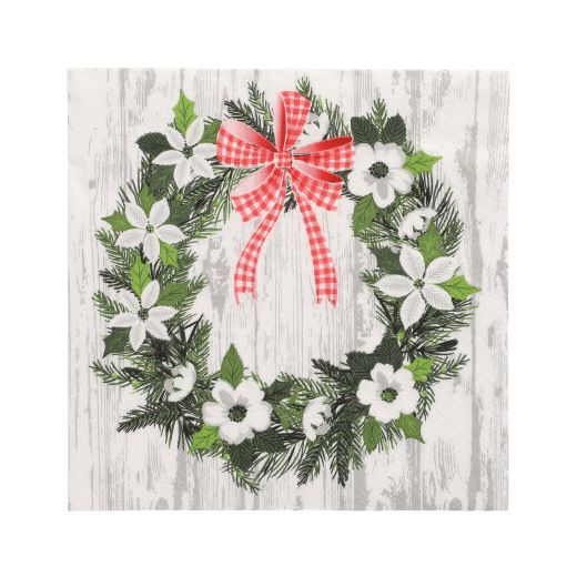 Servietten, 3-lagig 1/4-Falz 33 x 33 cm "Christmas Wreath" 1