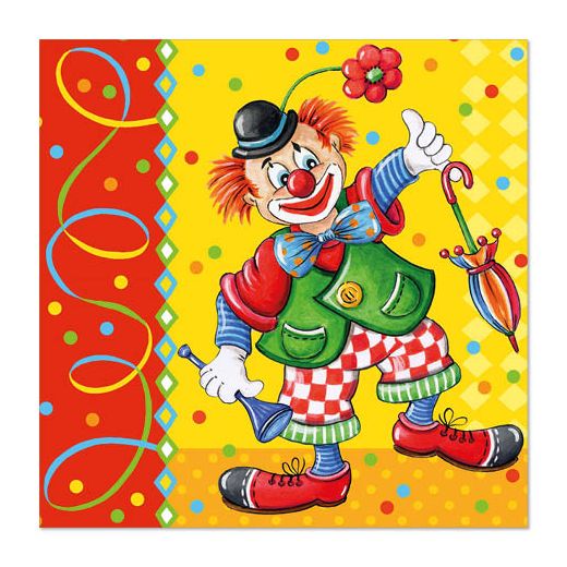 Servietten, 3-lagig 1/4-Falz 33 x 33 cm "Clown" 1