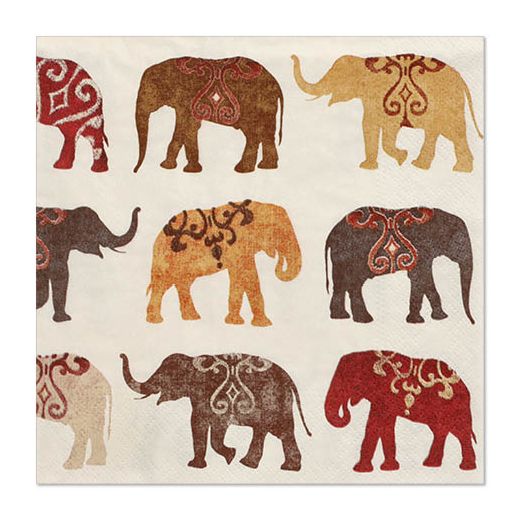 Servietten, 3-lagig 1/4-Falz 33 x 33 cm "Elephants" 1
