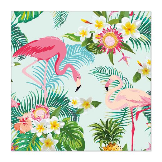 Servietten, 3-lagig 1/4-Falz 33 x 33 cm "Exotic Flamingos" 1