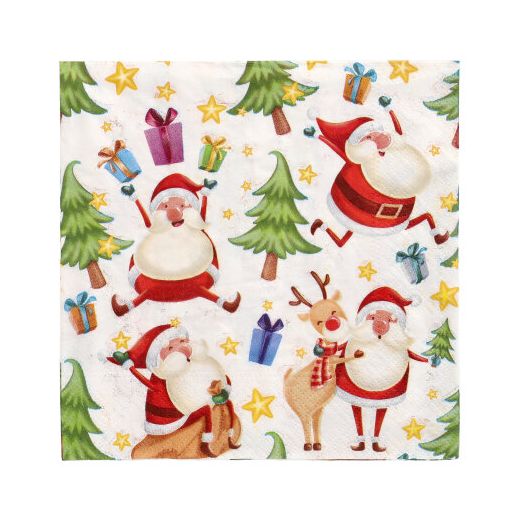 Servietten, 3-lagig 1/4-Falz 33 x 33 cm "Happy Santa" 1