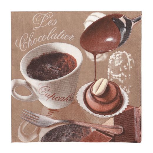 Servietten, 3-lagig 1/4-Falz 33 x 33 cm "Les Chocolatier" 1
