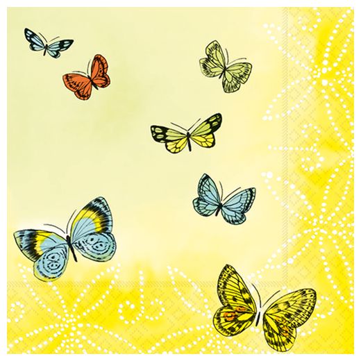 Servietten, 3-lagig 1/4-Falz 33 x 33 cm "Papillons" 1