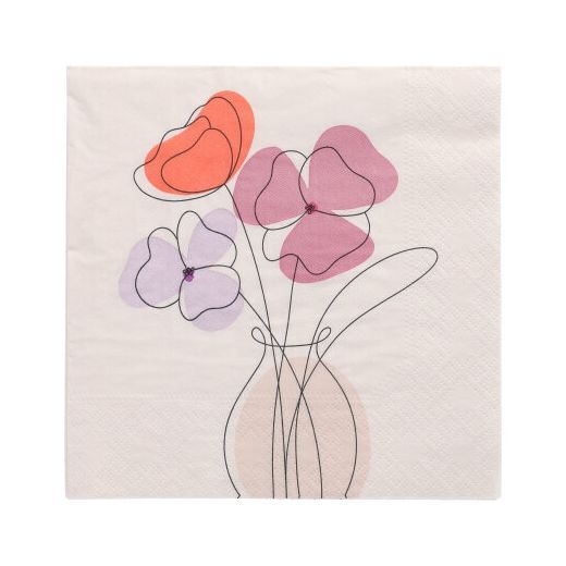Servietten, 3-lagig 1/4-Falz 33 x 33 cm "Vase of Flowers" 1