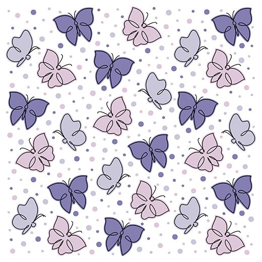 Servietten, 3-lagig 1/4-Falz 33 x 33 cm lila "Papillons" 1