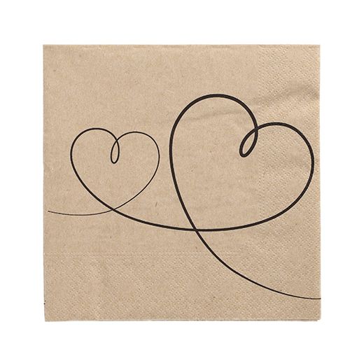 Servietten, 3-lagig 1/4-Falz 33 x 33 cm natur "Love" aus recyceltem Papier 1