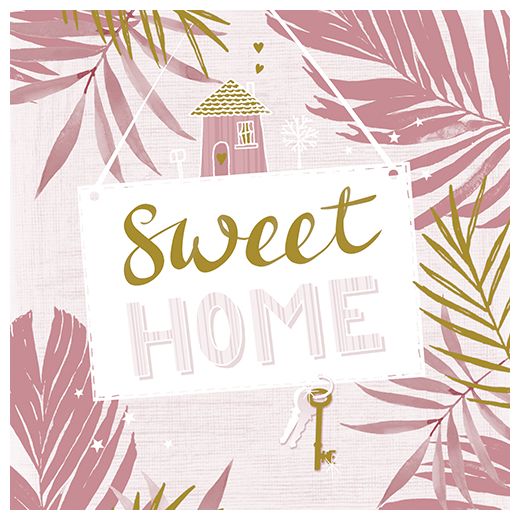 Servietten, 3-lagig 1/4-Falz 33 x 33 cm rosa "Sweet Home" 1