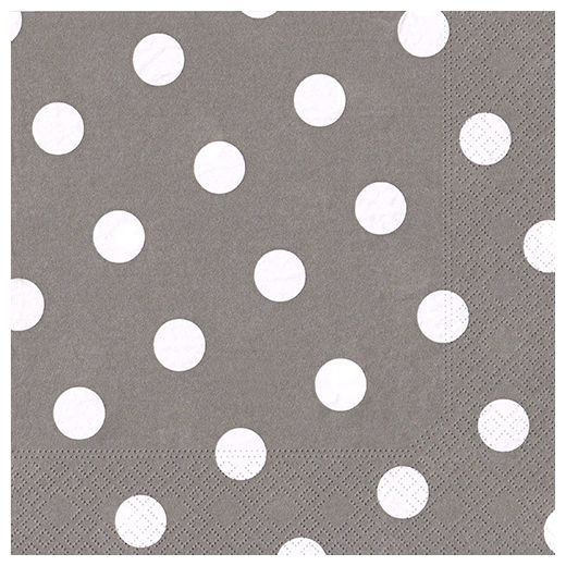 Servietten, 3-lagig 1/4-Falz 40 x 40 cm grau "Dots" 1