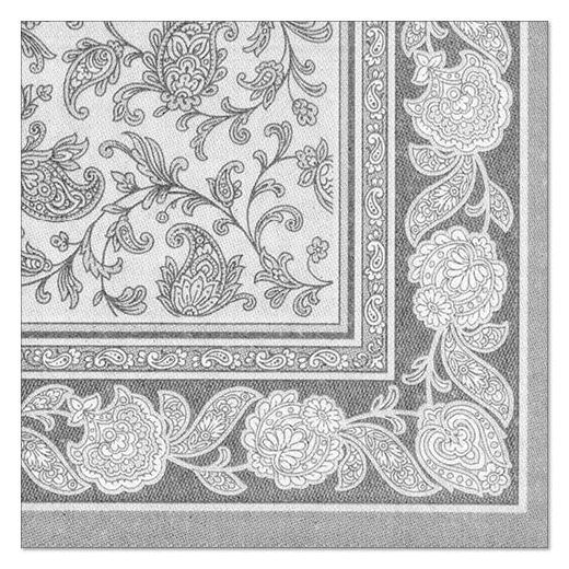Servietten, "ROYAL Collection" 1/4-Falz 40 x 40 cm grau "Ornaments" 1