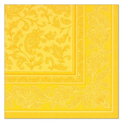 Servietten, gelb "ROYAL Collection" 1/4-Falz 40 x 40 cm "Ornaments" 1