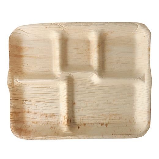Snack-Teller aus Palmblatt "pure", eckig 5fach unterteilt 27 x 21,5 cm 1