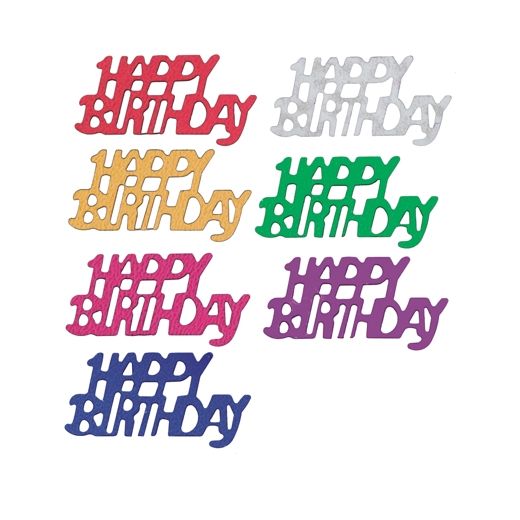 Streudeko für Geburtstag Folie farbig sortiert "Happy Birthday" 15 gr. 1