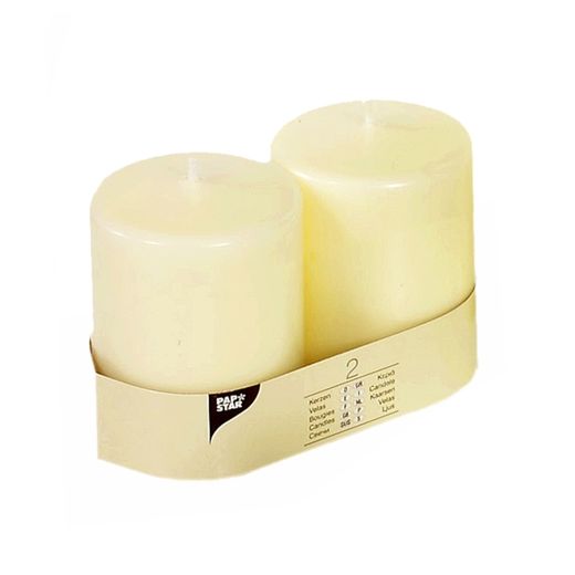 Stumpenkerzen elfenbein "Ivory" Ø 80 mm · 100 mm mit Flachkopf 1