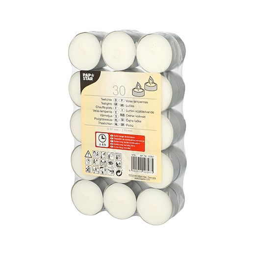 Teelichter weiß Ø 37 · 19 mm · mit langer Brenndauer 6 h 1