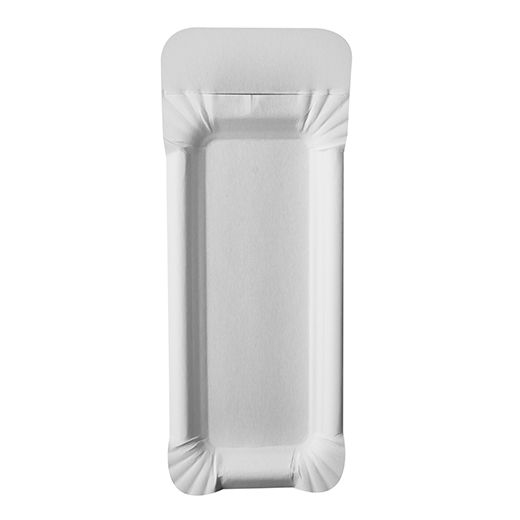 Pappteller eckig "pure", 8 x 21 cm, mit abtrennbarem Anfasser 1