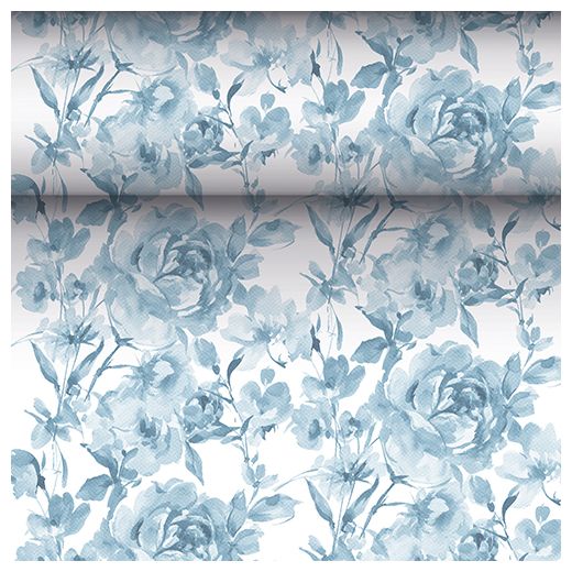 Tischläufer, blau, stoffähnlich, PV-Tissue Mix, "ROYAL Collection", 24 m x 40 cm, "Rose" 1