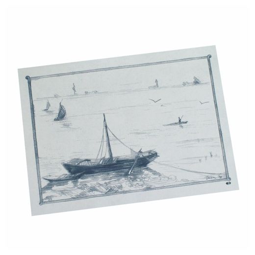 Papier Tischsets, 30 x 40 cm weiss "Ruderboot" 1