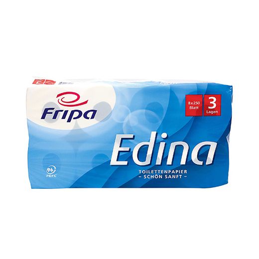 Toilettenpapier 3-lagig, "Edina" hochweiss, 250 Blatt pro Rolle 1