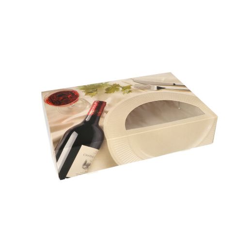 Catering-Kartons 8 x 36 x 25 cm "Burgund" mit Sichtfenster, einteilig 1