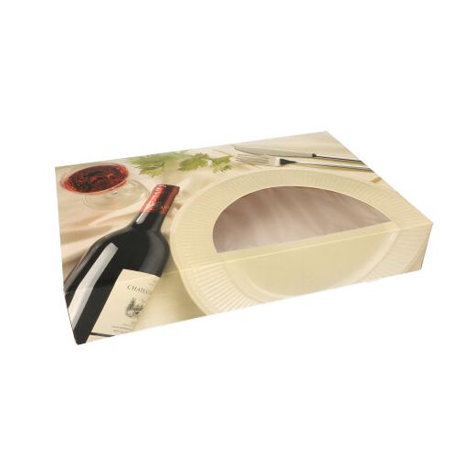 Catering-Kartons 8 x 46 x 31 cm "Burgund" mit Sichtfenster, einteilig 1