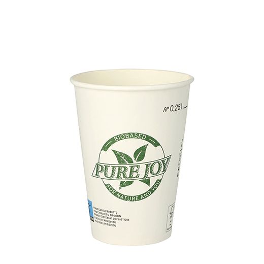 Pappbecher 0,25 l weiss "Pure Joy" 1
