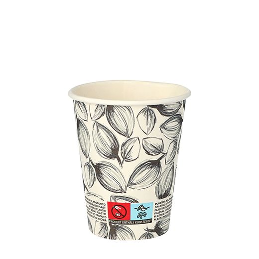 Pappbecher für Heißgetränke, 0,2 l mit Motiv "Leaves" 1