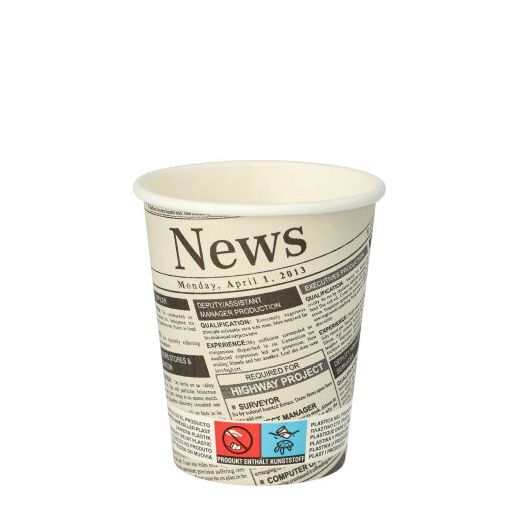 Pappbecher "To Go" 0,2 l Ø 8 cm · 9,2 cm "Newsprint" 1