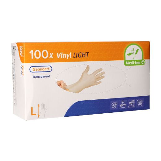 Vinylhandschuhe, gepudert, transparent, Größe L, "Medi-Inn® PS" "Light" 1