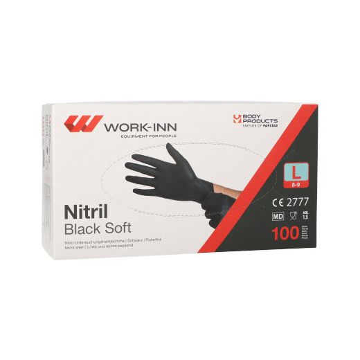 "WORK-INN" Nitril-Handschuhe, puderfrei "Black Soft" schwarz Größe L 1