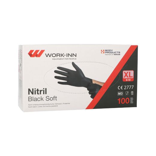 "WORK-INN" Nitril-Handschuhe, puderfrei "Black Soft" schwarz Größe XL 1