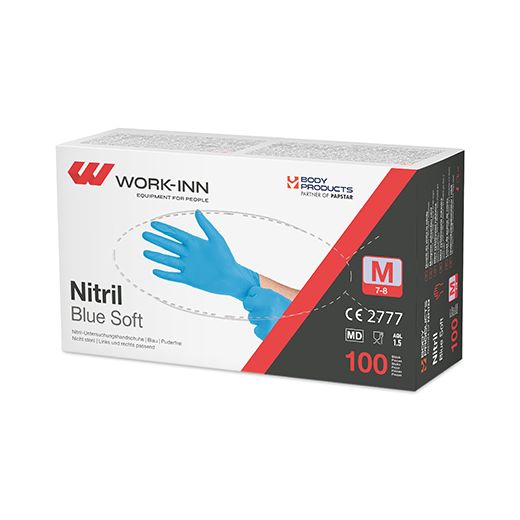 "WORK-INN/PS" Nitril-Handschuhe, puderfrei "Blue Soft" blau Größe M 1