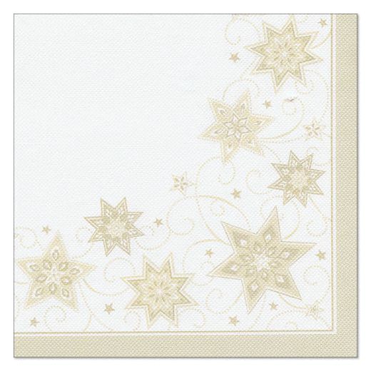Weihnachtsservietten, champagner "ROYAL Collection" 1/4-Falz 40 x 40 cm "Just Stars" 1