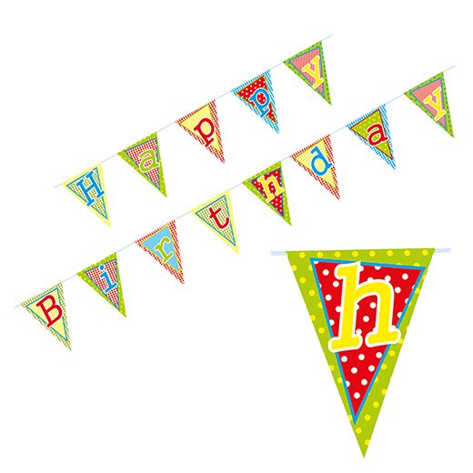 Wimpelkette für Geburtstag, Papier 4 m "Happy Birthday" 1