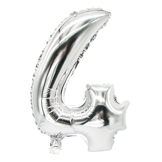 Zahlen-Luftballons aus Folie 35 x 20 cm silber "4" 1