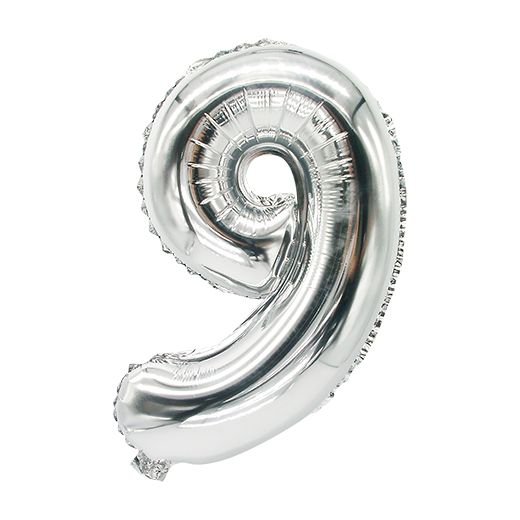 Zahlen-Luftballons aus Folie 35 x 20 cm silber "9" 1