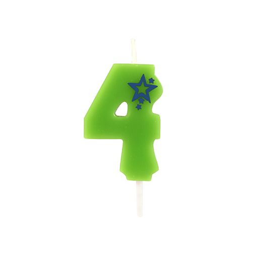 Zahlenkerzen Mini 6,8 cm grün "4" 1
