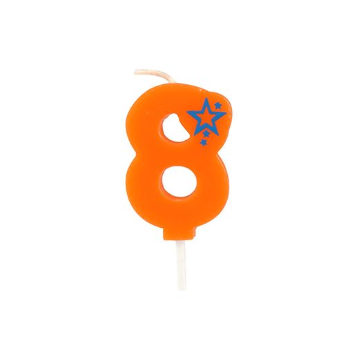 Zahlenkerzen Mini 6,8 cm orange "8" 1