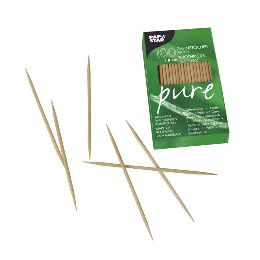 Zahnstocher, Holz "pure" rund 8 cm 1