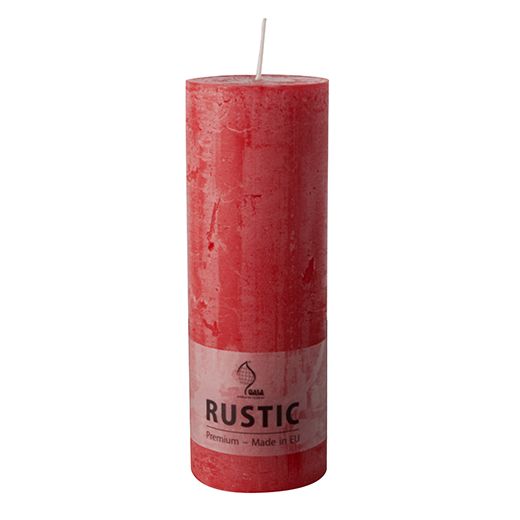 Stumpenkerzen "Rustic", rot Ø 68 mm · 190 mm durchgefärbt 1